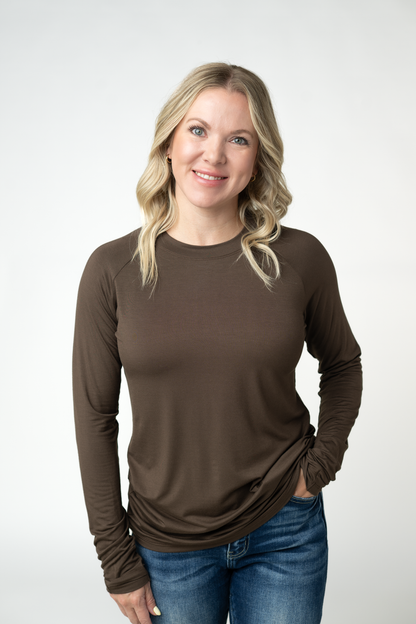 PREORDER: Michelle Mae Blair Long Sleeve Top - Brown