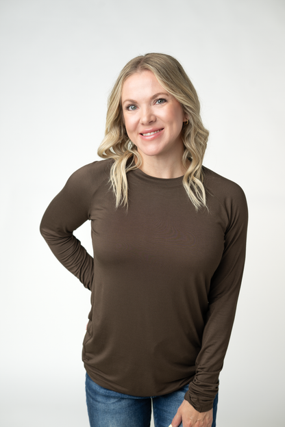 PREORDER: Michelle Mae Blair Long Sleeve Top - Brown