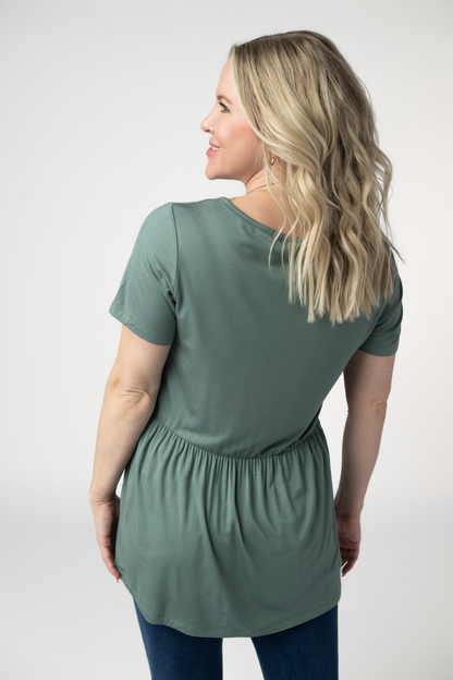 Michelle Mae Sarah Ruffle Short Sleeve - Dusty Jade