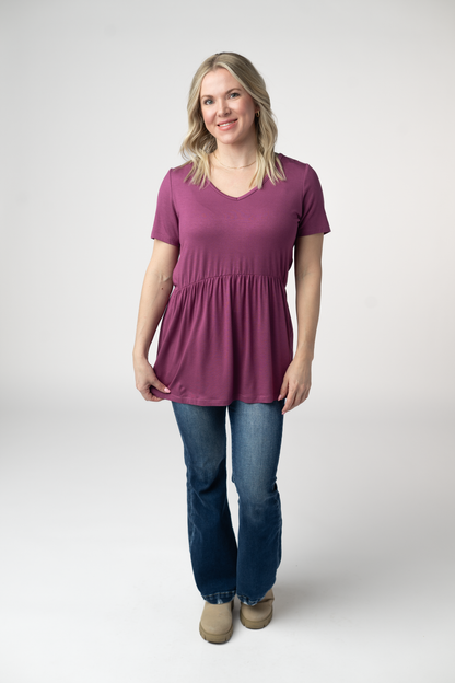 Michelle Mae Sarah Ruffle Short Sleeve - Mulberry