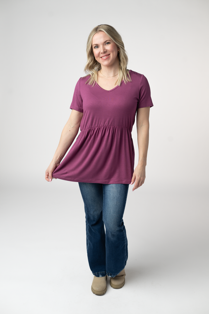 Michelle Mae Sarah Ruffle Short Sleeve - Mulberry