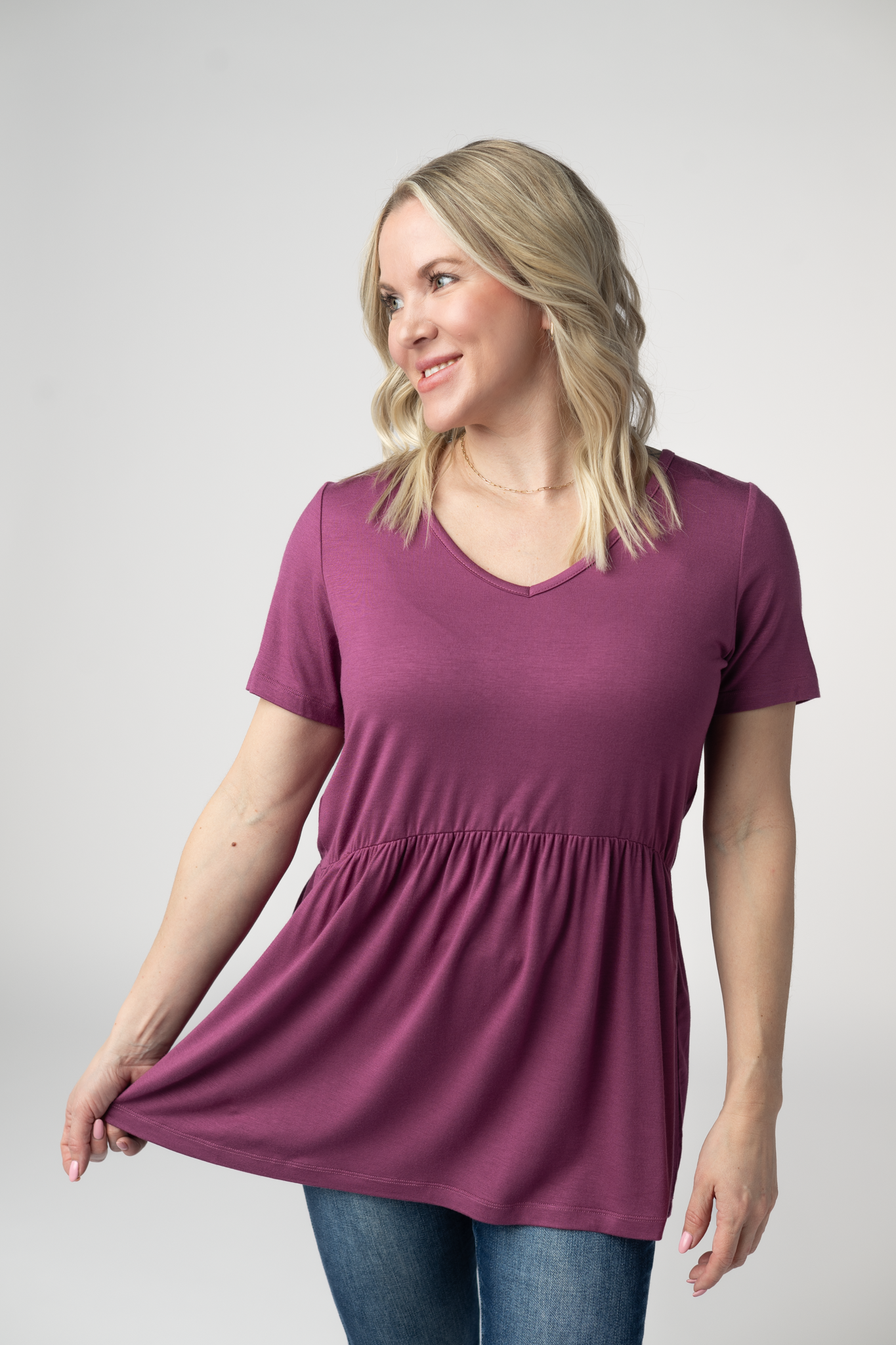 Michelle Mae Sarah Ruffle Short Sleeve - Mulberry