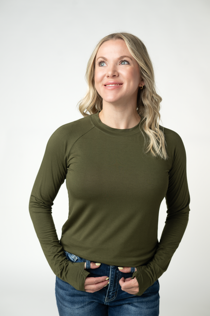 Michelle Mae Blair Long Sleeve Top - Dark Olive