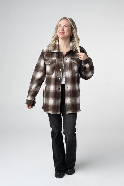 Michelle Mae  Norah Shacket - Brown Plaid