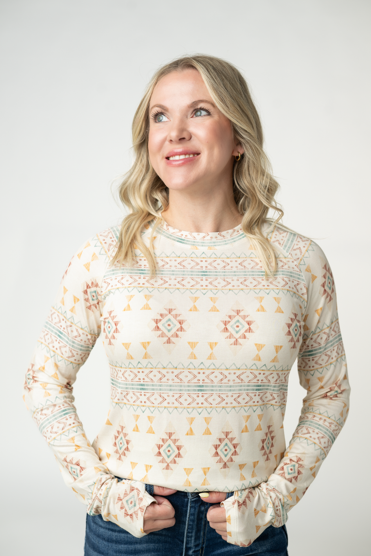 Michelle Mae Blair Long Sleeve Top - Desert Geometric