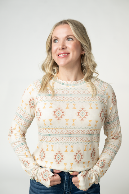Michelle Mae Blair Long Sleeve Top - Desert Geometric