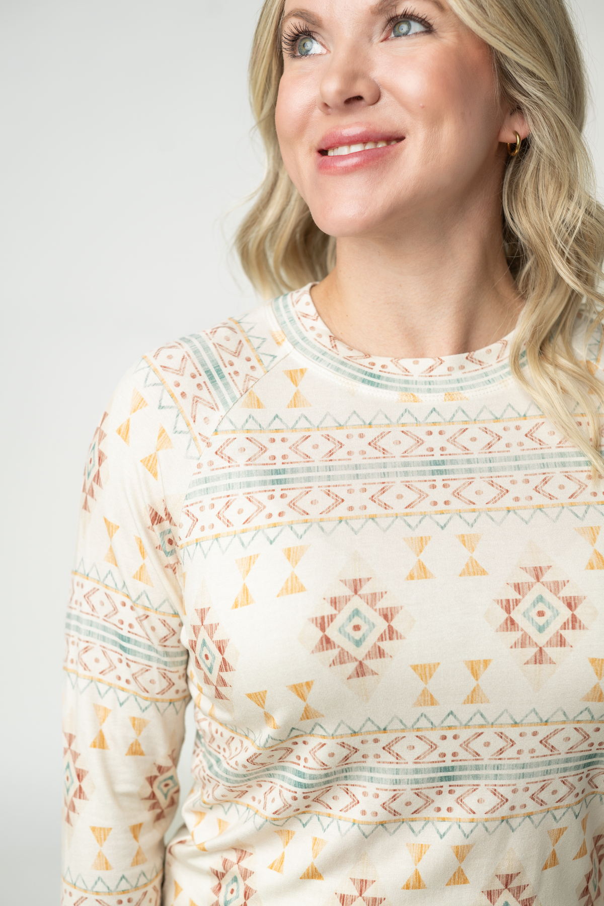 Michelle Mae Blair Long Sleeve Top - Desert Geometric