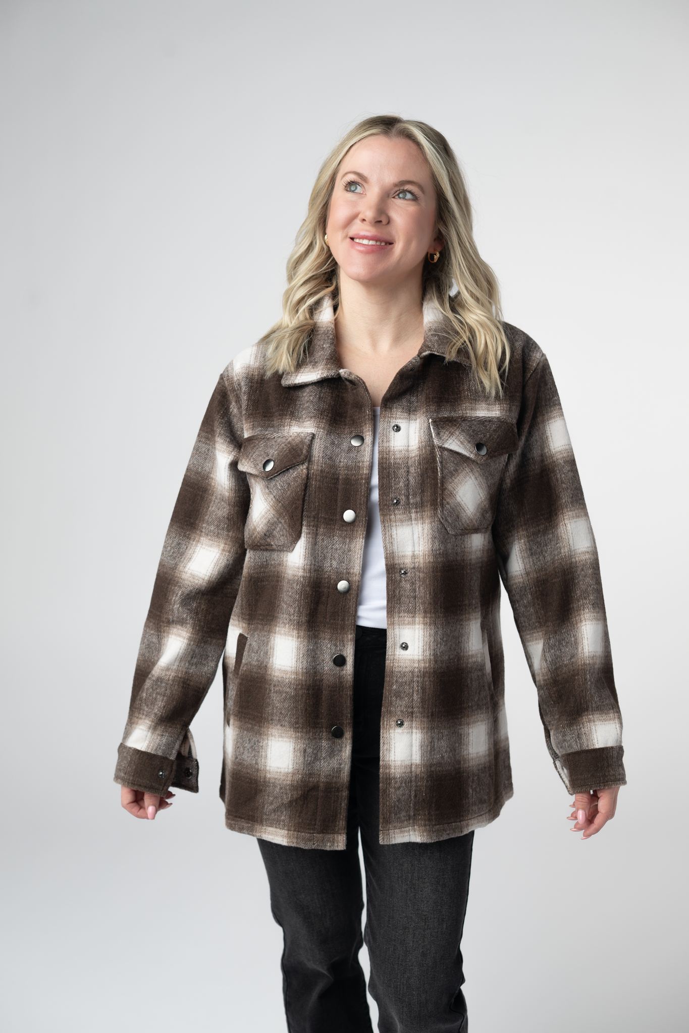 Michelle Mae  Norah Shacket - Brown Plaid
