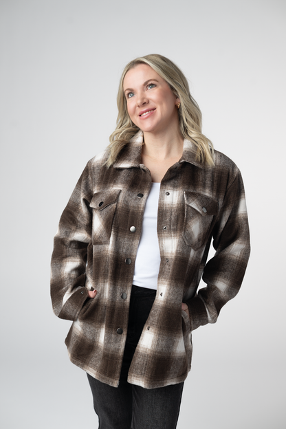 Michelle Mae  Norah Shacket - Brown Plaid