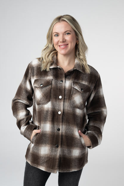 Michelle Mae  Norah Shacket - Brown Plaid