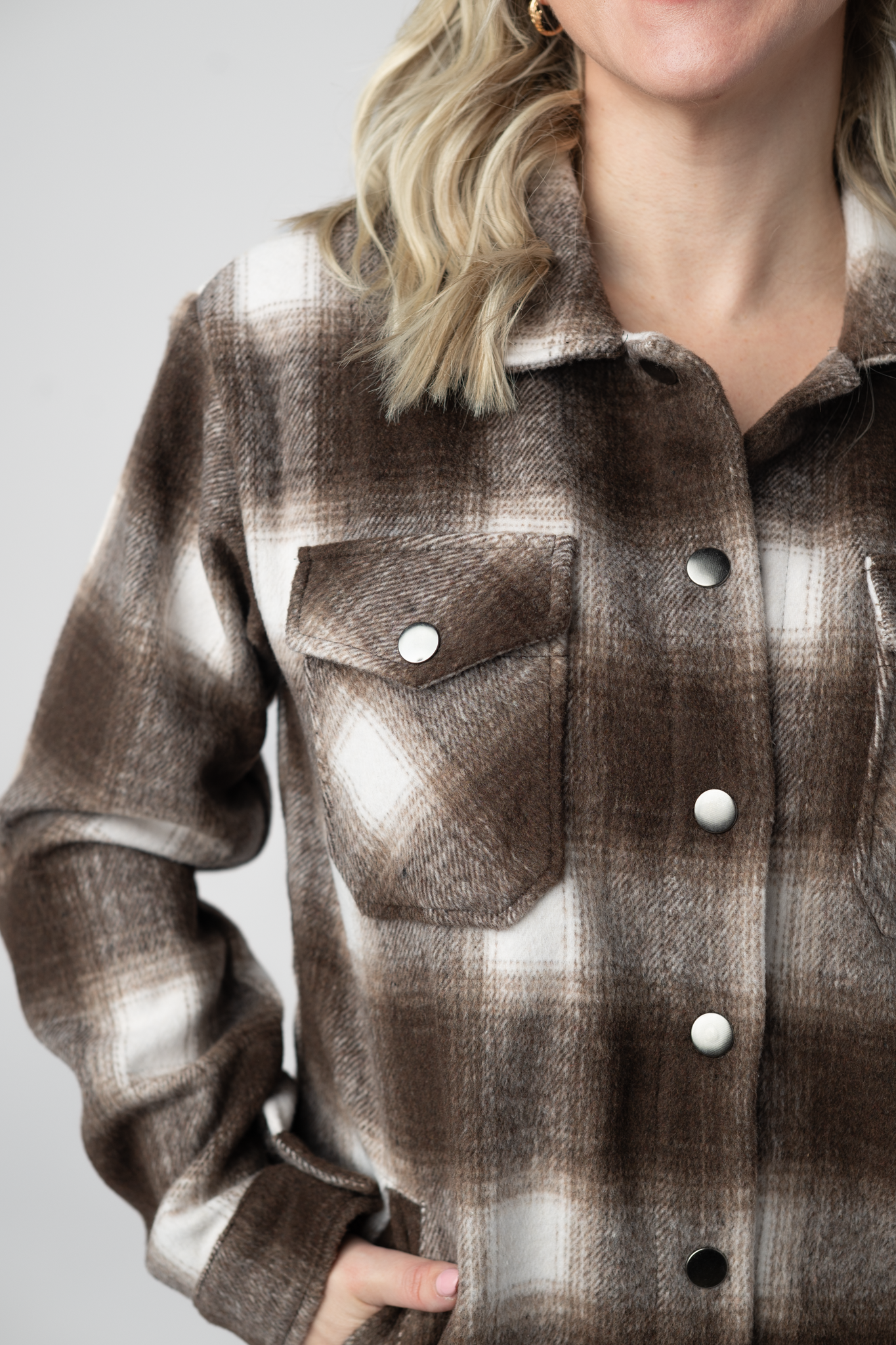 Michelle Mae  Norah Shacket - Brown Plaid