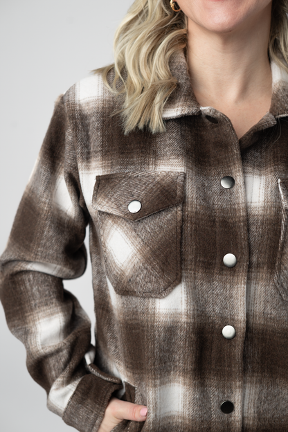 Michelle Mae  Norah Shacket - Brown Plaid