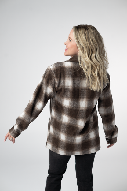 Michelle Mae  Norah Shacket - Brown Plaid