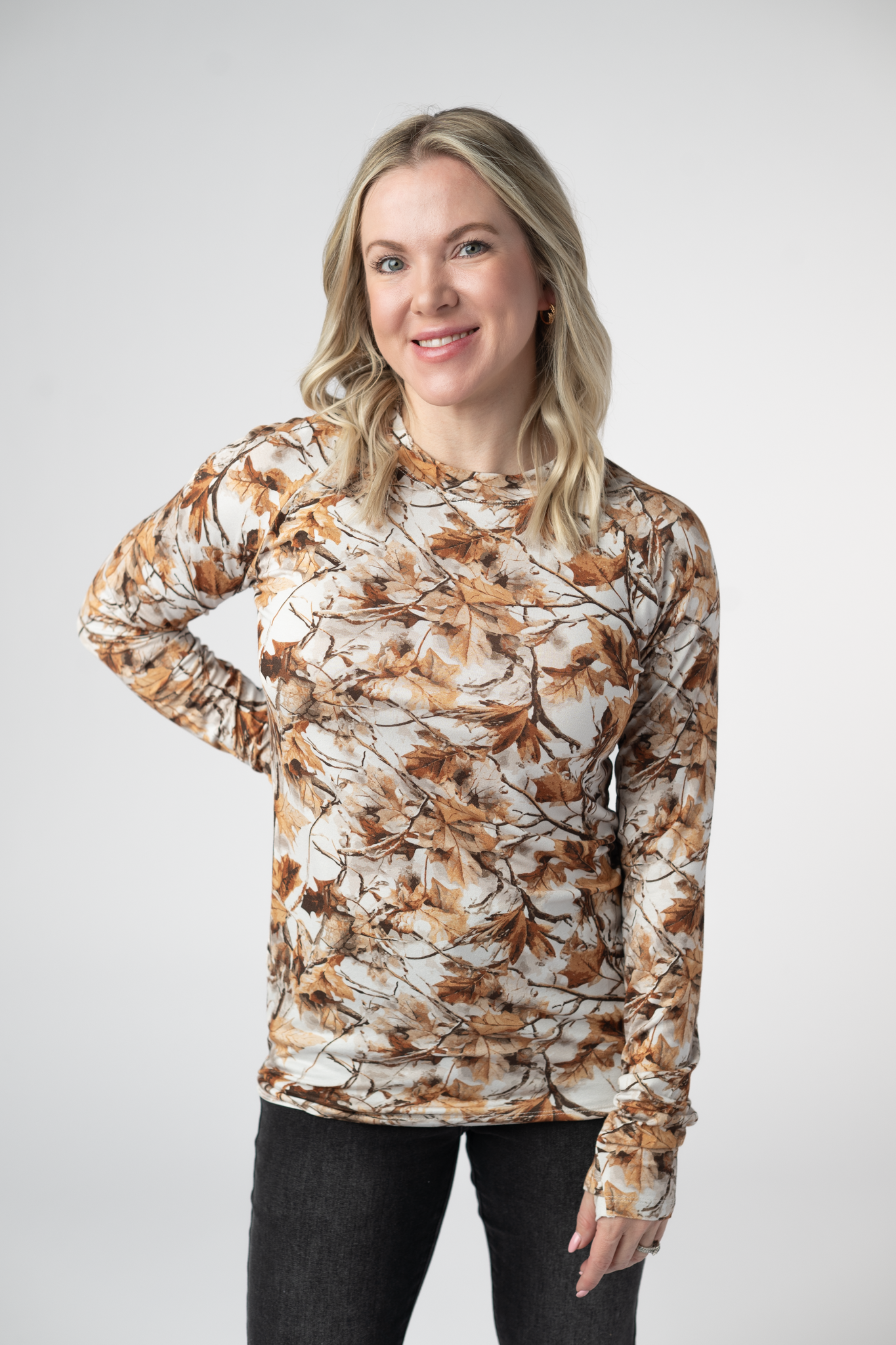 Michelle Mae  Blair Long Sleeve Top - Woodsy Camo