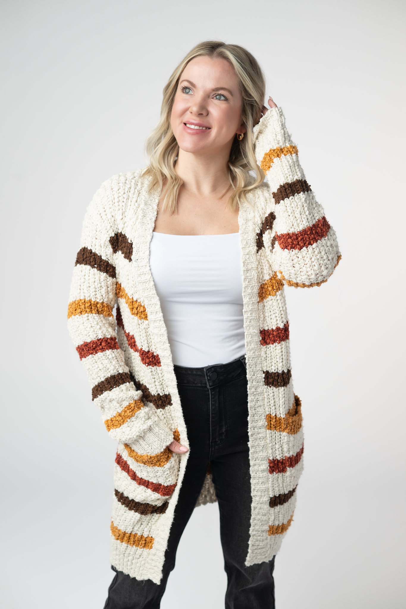Michelle Mae Fall Striped Cardigan