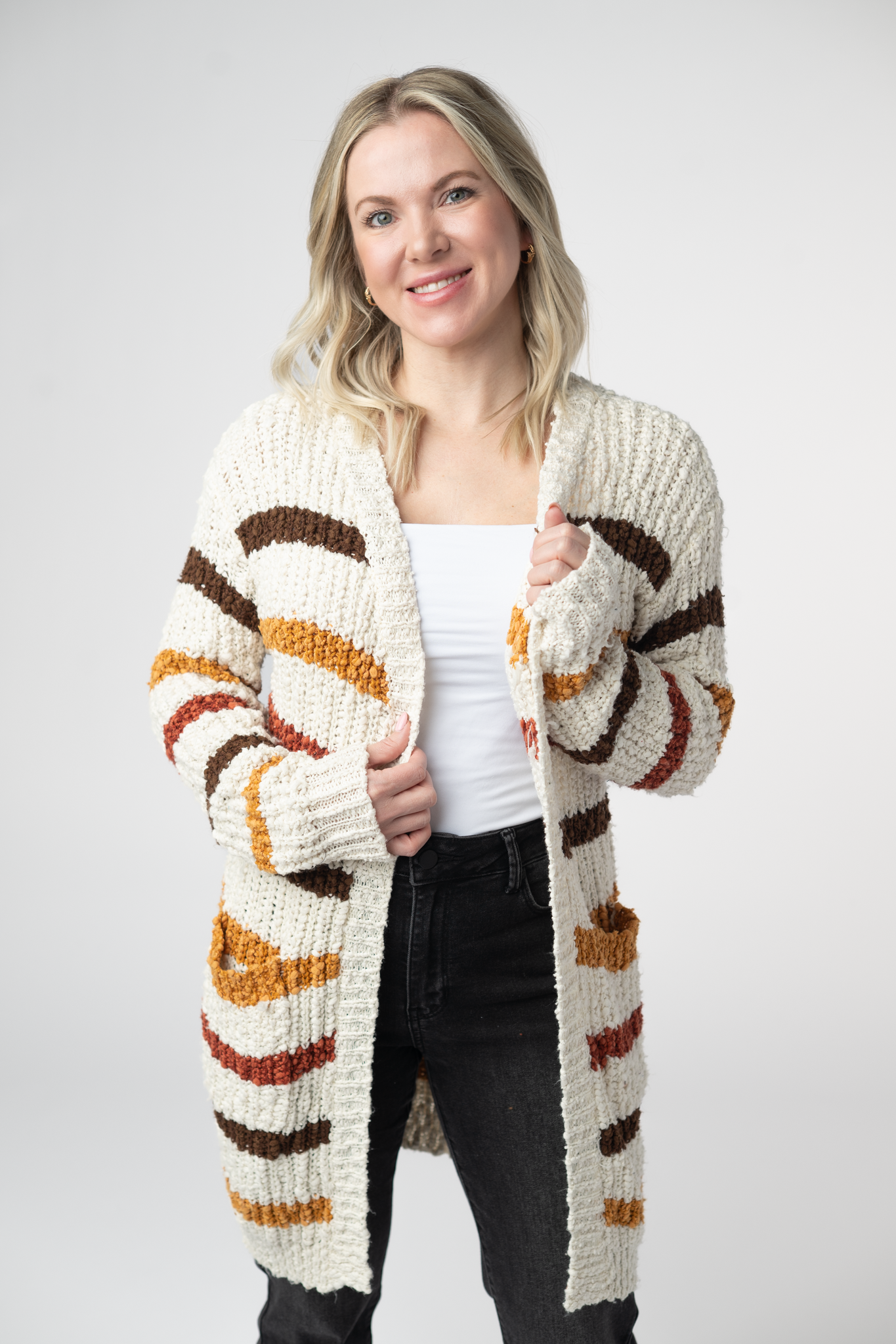 Michelle Mae Fall Striped Cardigan