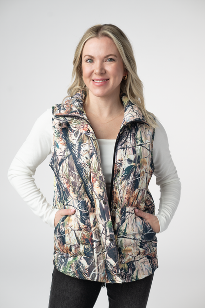 Michelle Mae Remy Zip Up Vest - Dark Camo