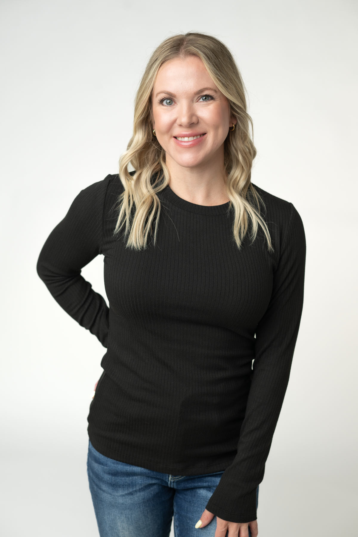Michelle Mae Reese Ribbed Long Sleeve Top - Black