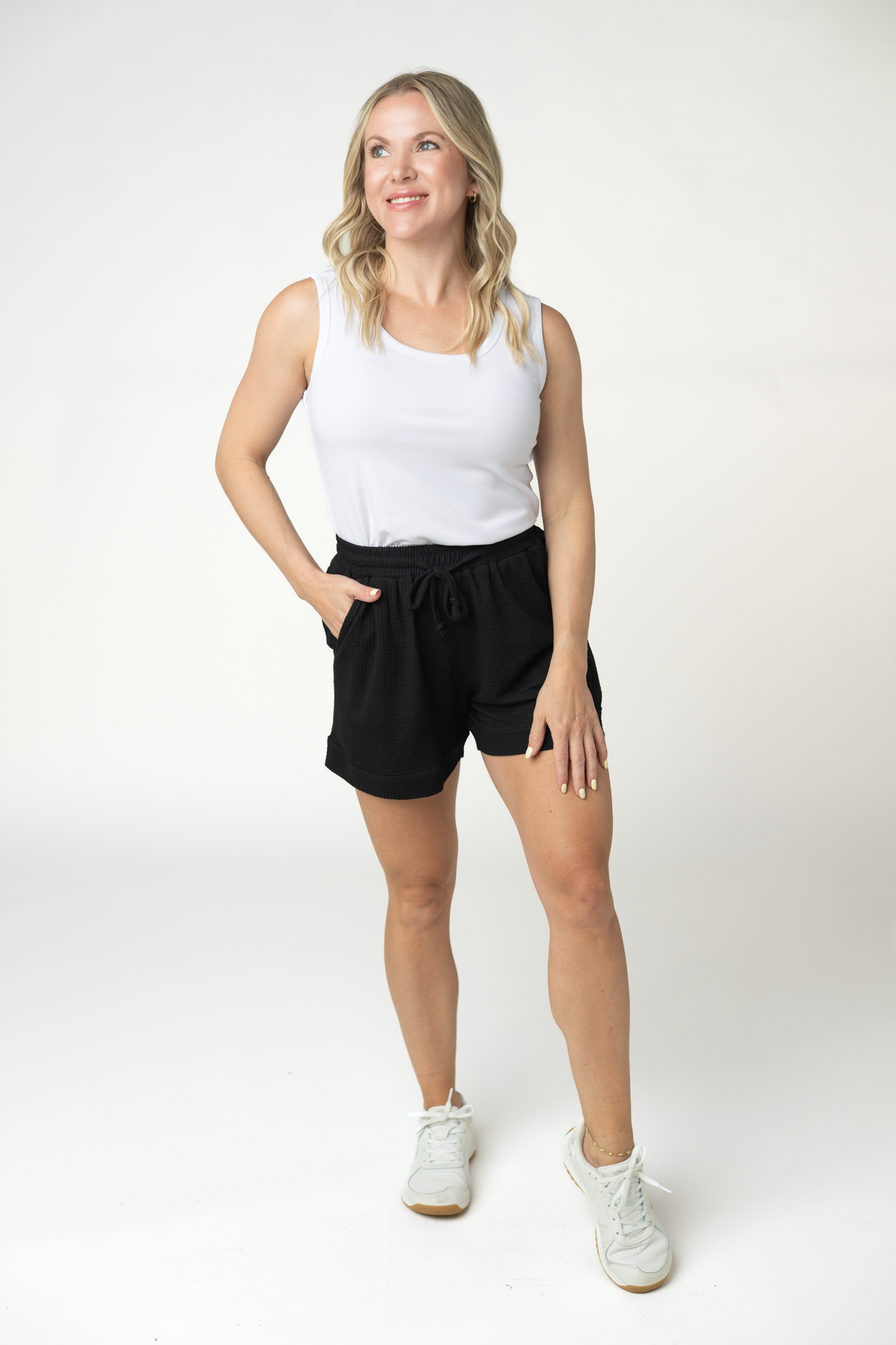 Michelle Mae Weslie Waffle Shorts - Black