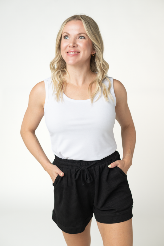 Michelle Mae Weslie Waffle Shorts - Black