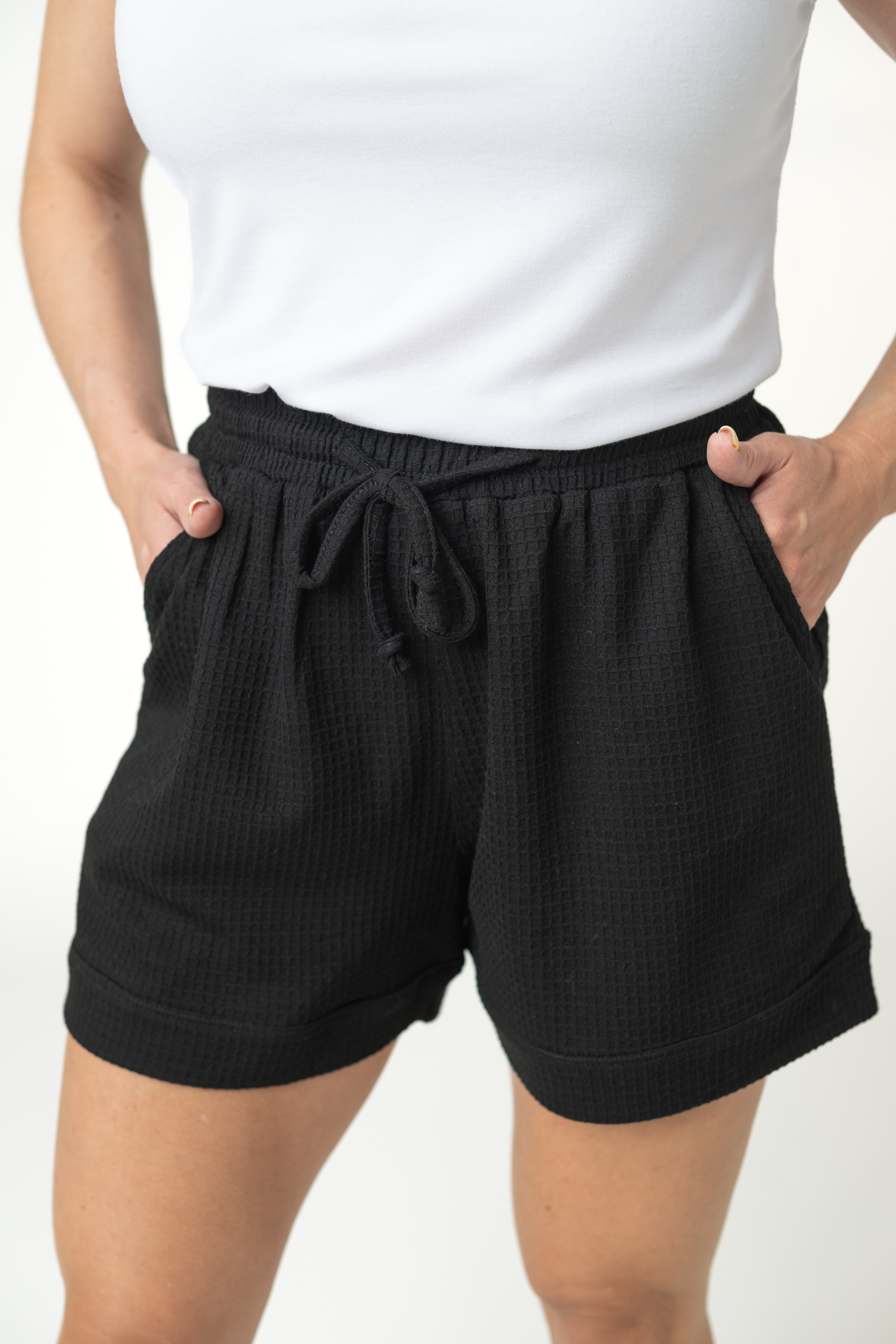 Michelle Mae Weslie Waffle Shorts - Black