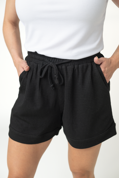 Michelle Mae Weslie Waffle Shorts - Black