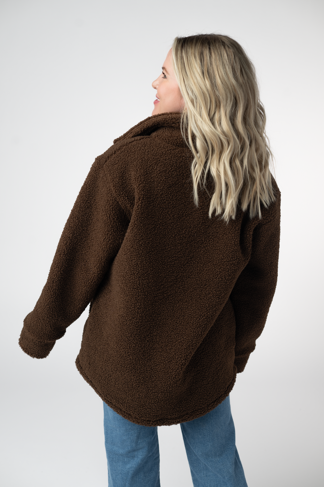 Michelle Mae Teddy Oversized Shacket - Brown