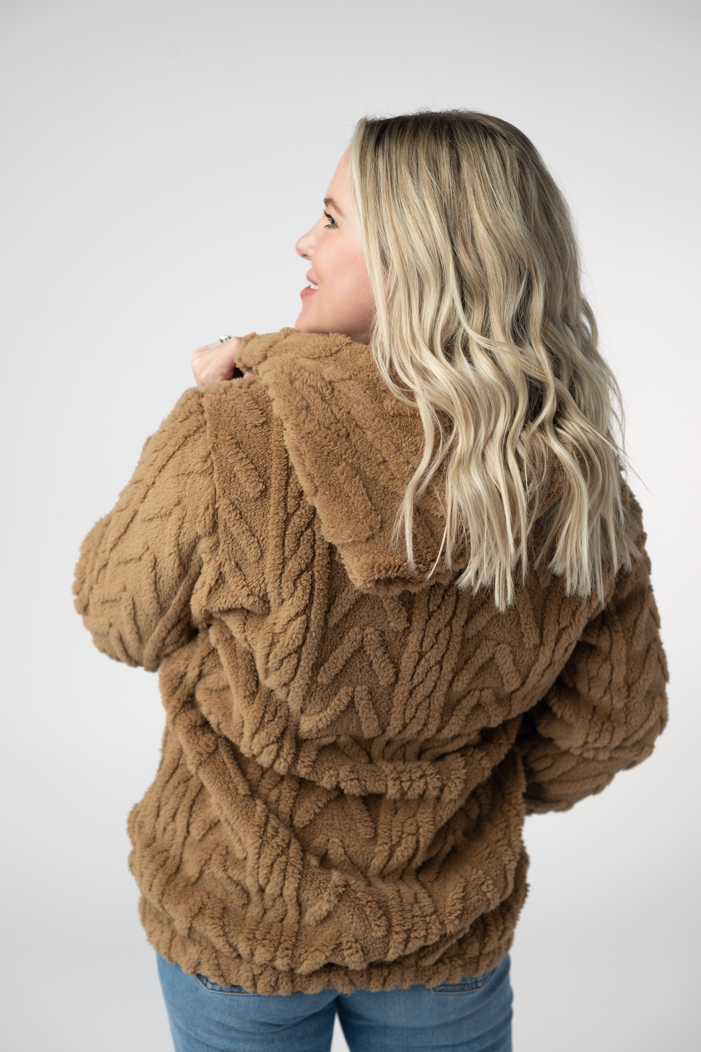 Michelle Mae Fuzzy Sherpa Fullzip Hoodie - Maple