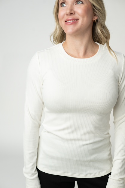 Michelle Mae Reese Ribbed Long Sleeve Top - Ivory