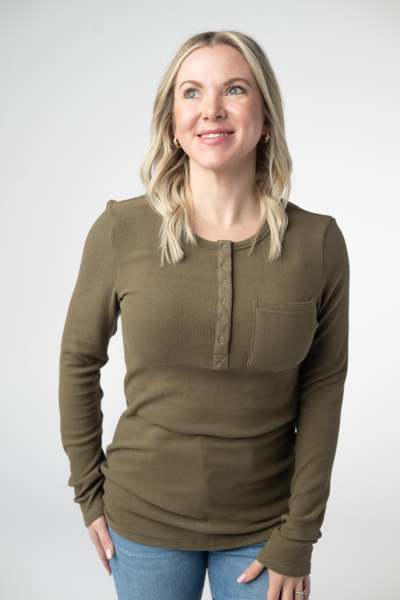 Michelle Mae Georgia Long Sleeve Top - Olive