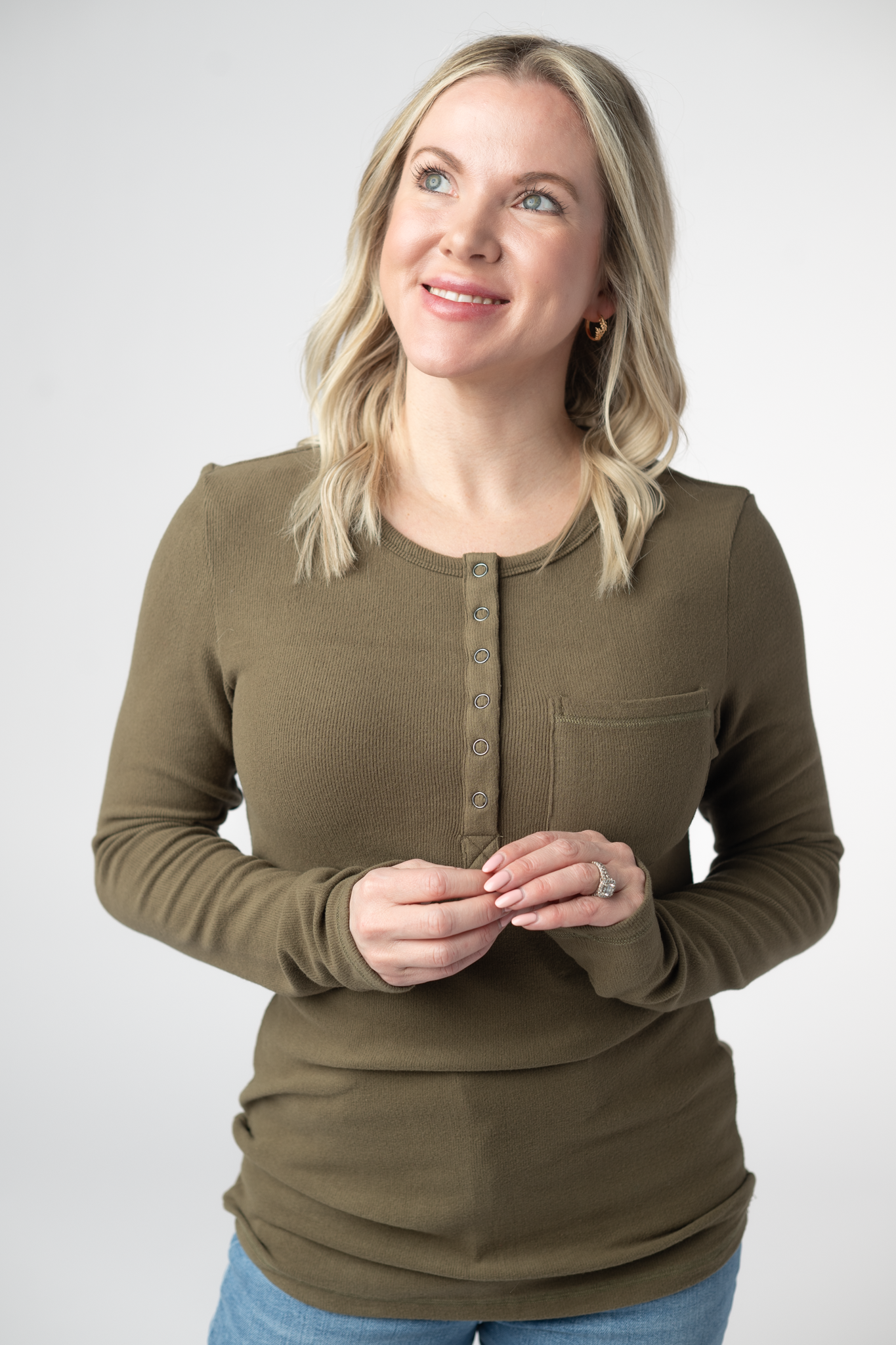 Michelle Mae Georgia Long Sleeve Top - Olive