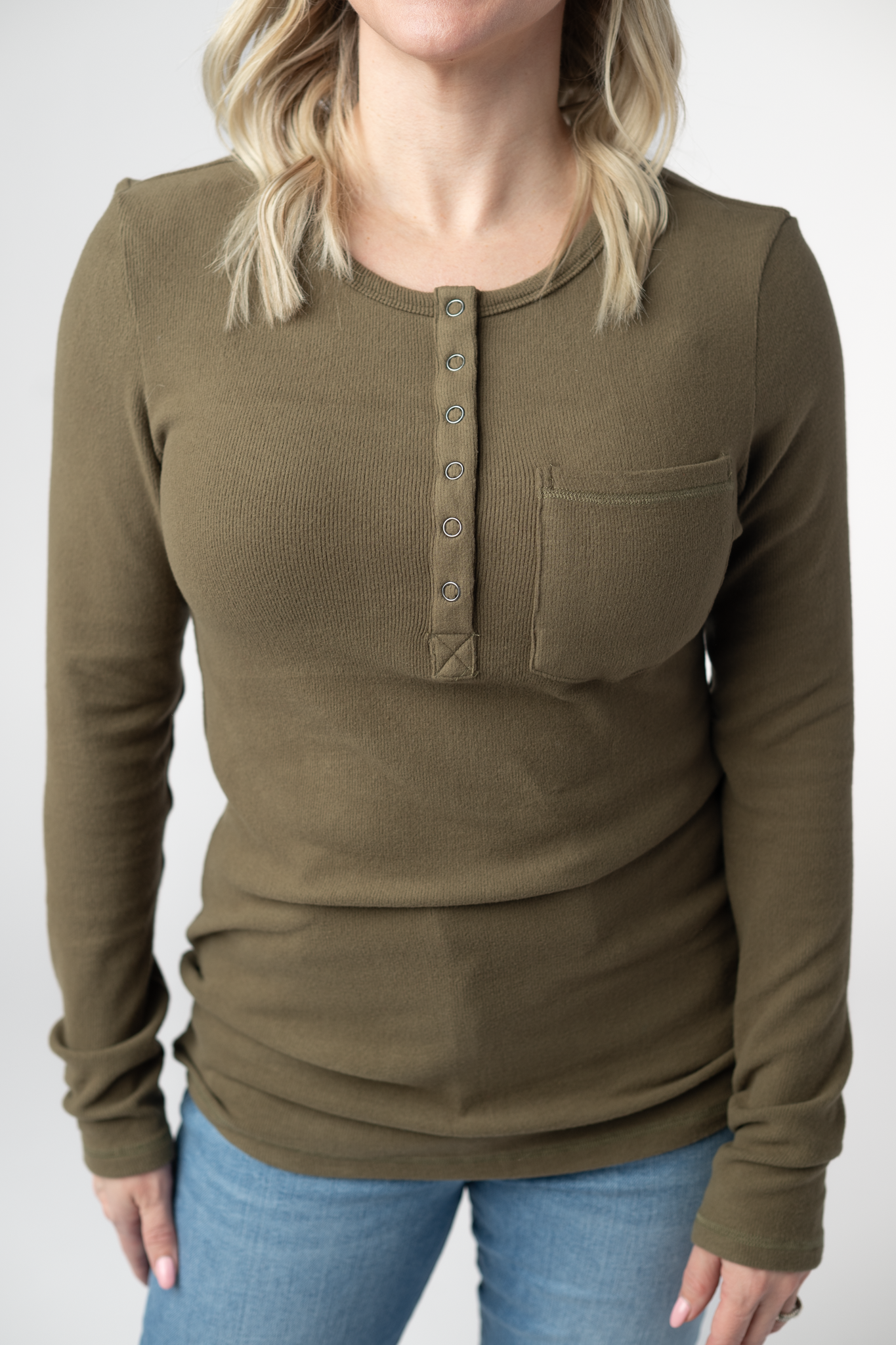Michelle Mae Georgia Long Sleeve Top - Olive