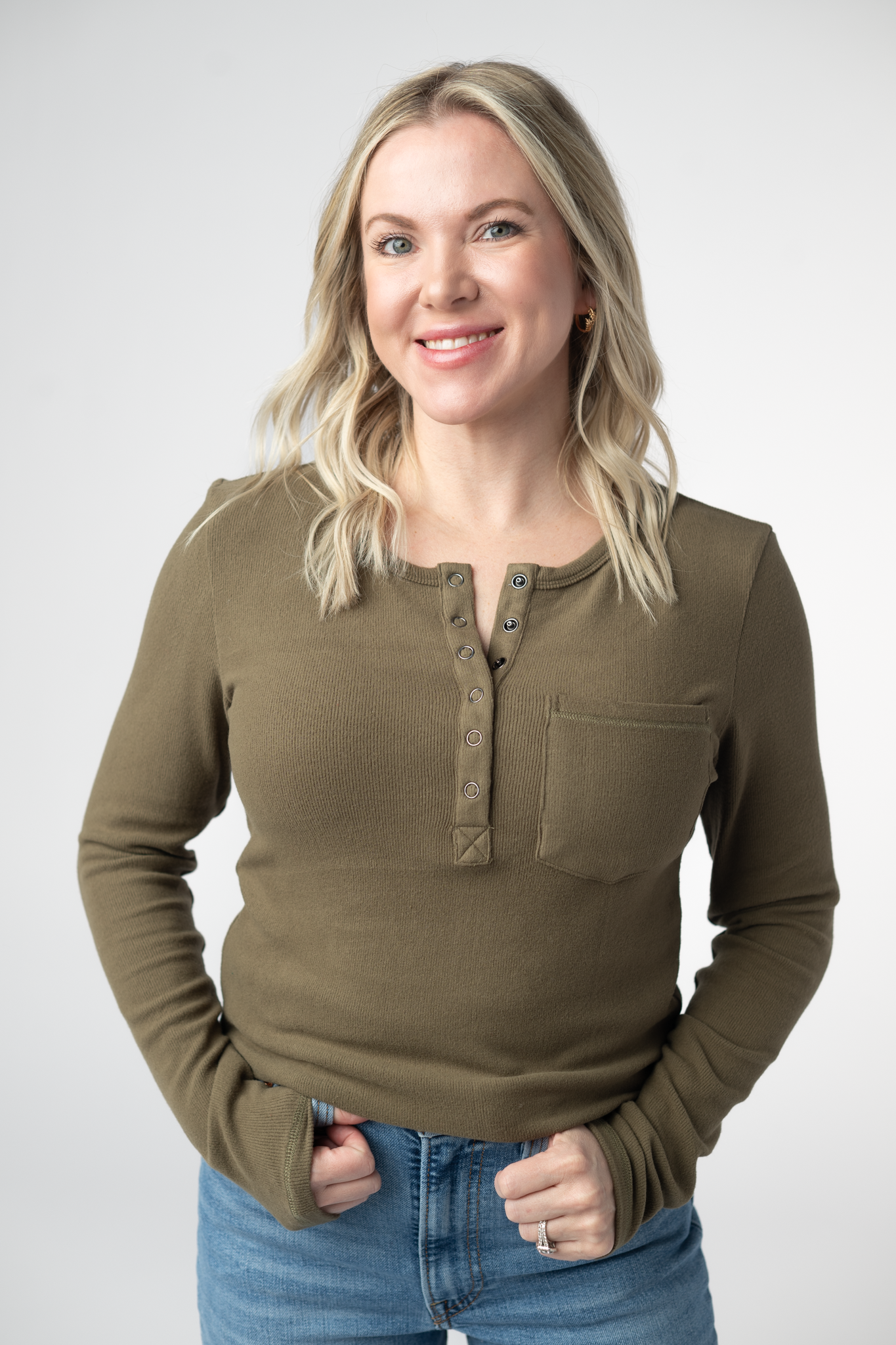 Michelle Mae Georgia Long Sleeve Top - Olive