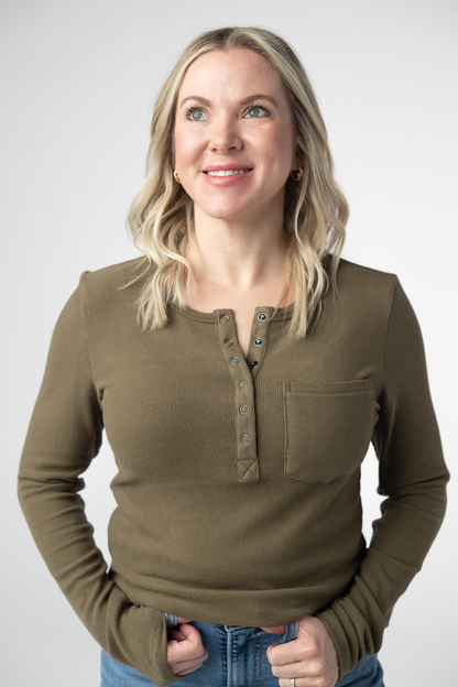 Michelle Mae Georgia Long Sleeve Top - Olive