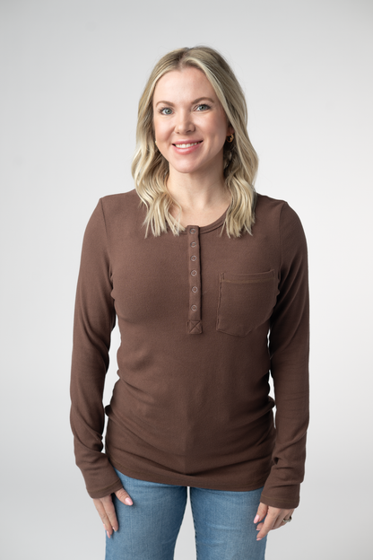 Michelle Mae Georgia Long Sleeve Top - Brown