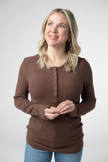 Michelle Mae Georgia Long Sleeve Top - Brown