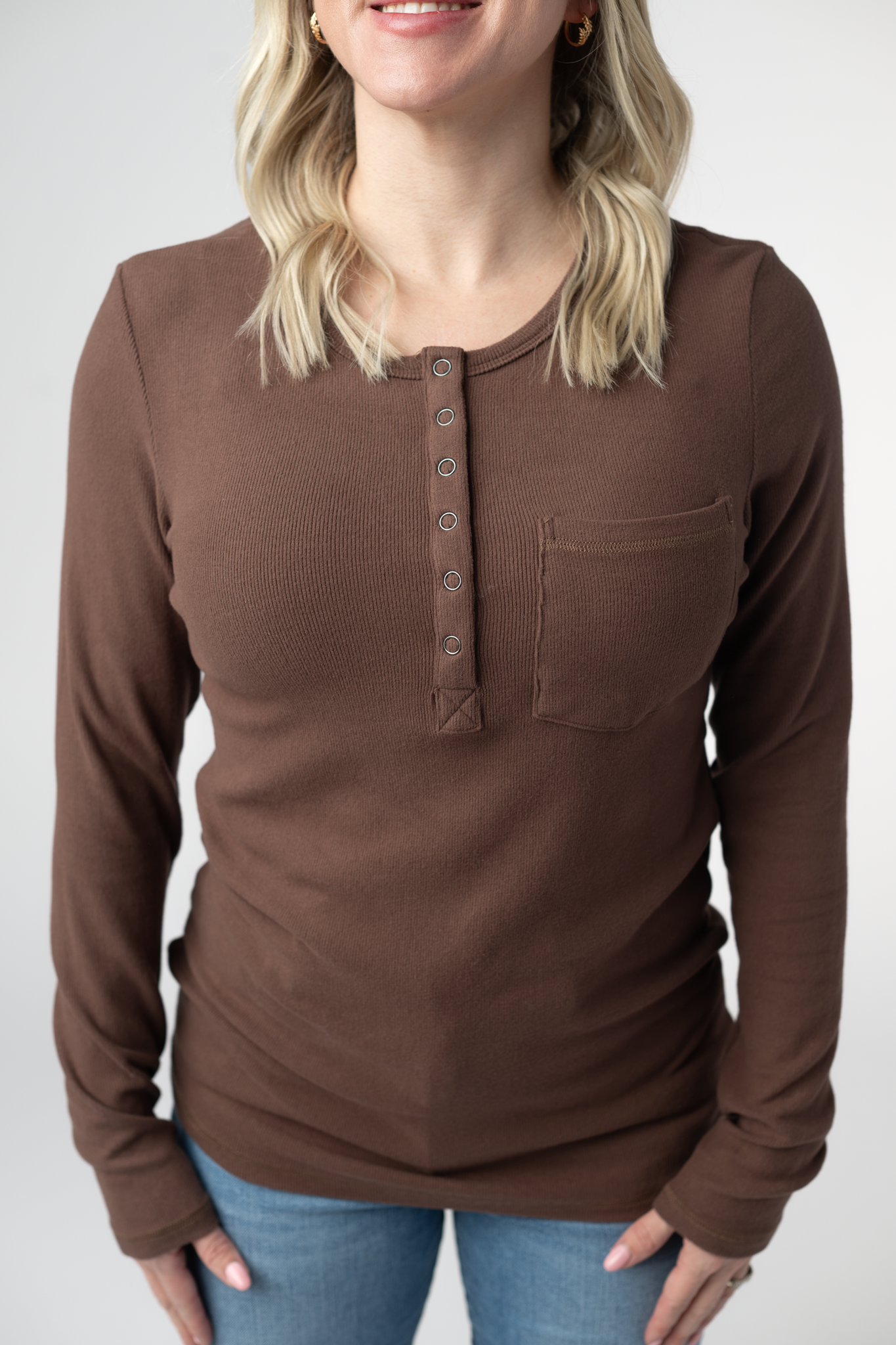 Michelle Mae Georgia Long Sleeve Top - Brown