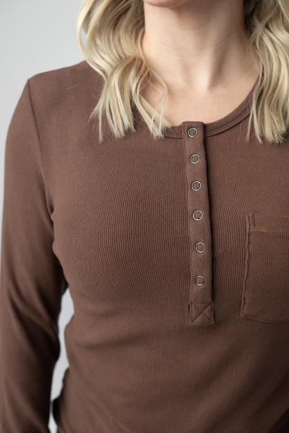 Michelle Mae Georgia Long Sleeve Top - Brown