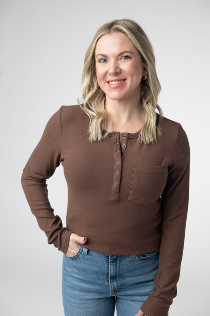 Michelle Mae Georgia Long Sleeve Top - Brown