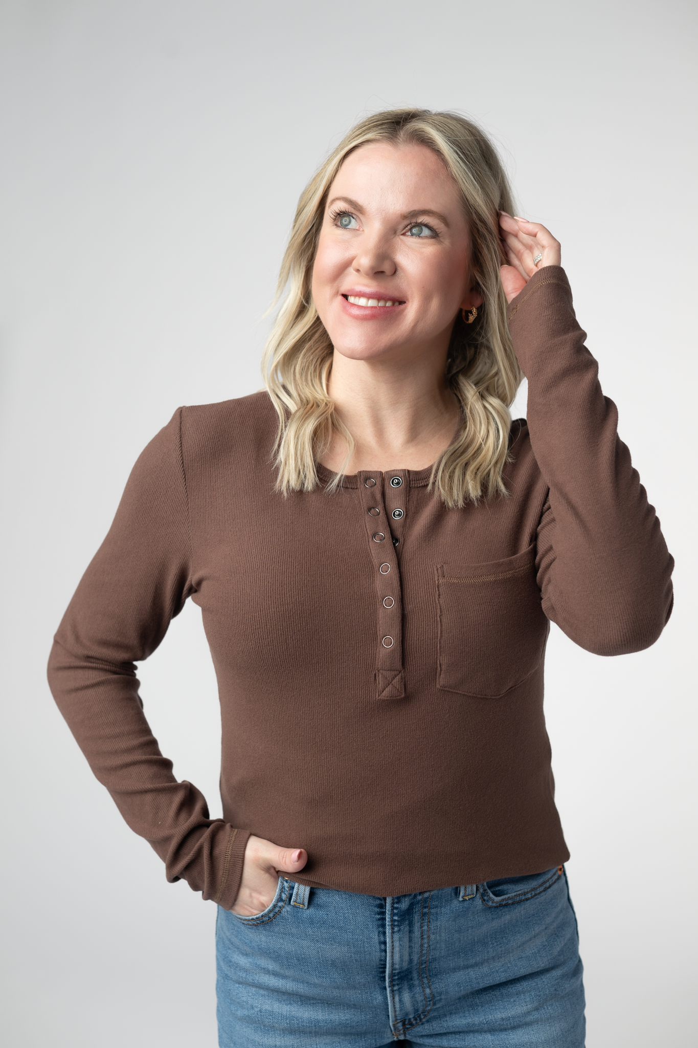 Michelle Mae Georgia Long Sleeve Top - Brown