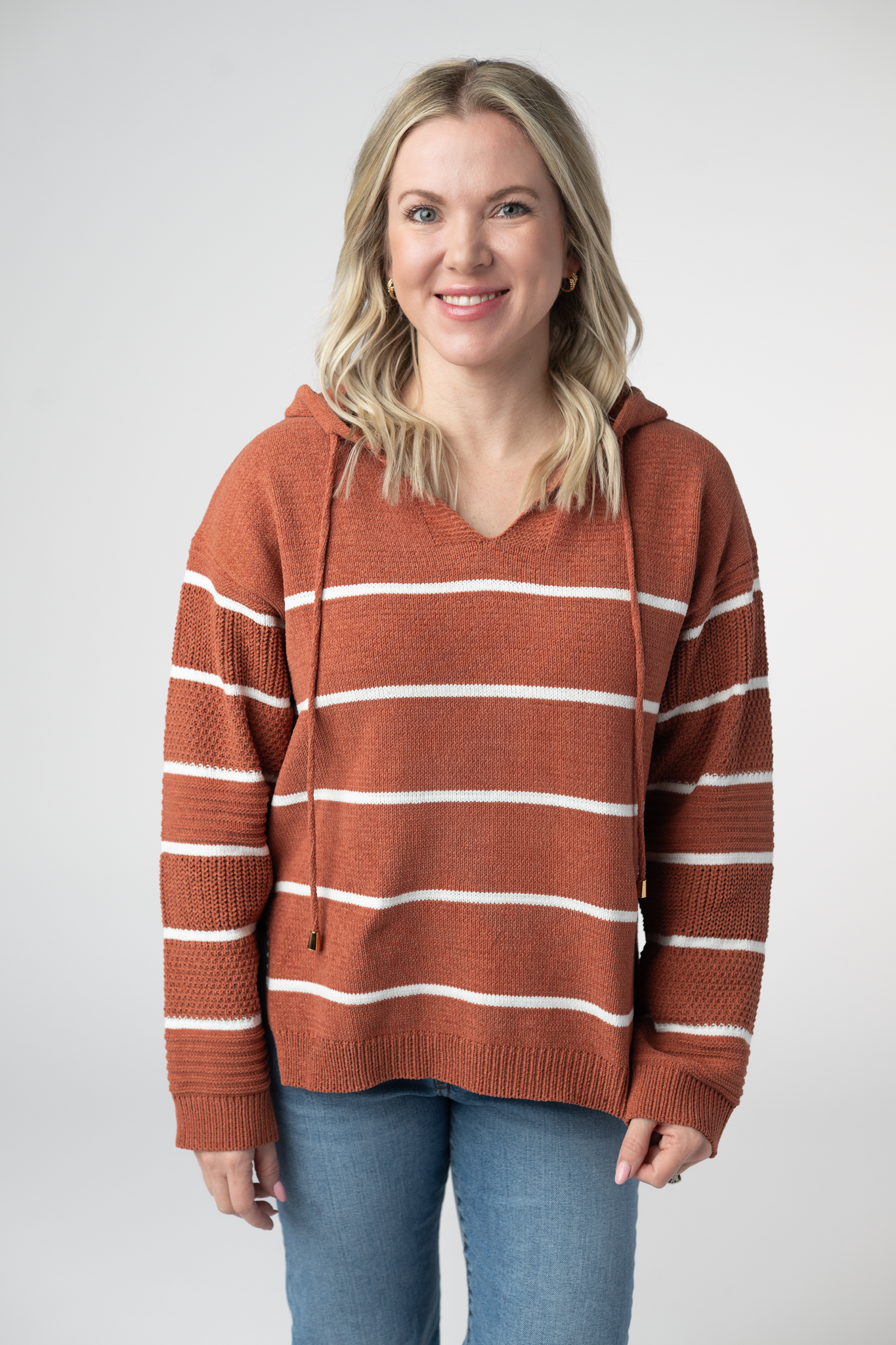 Michelle Mae  Maddie Striped Hoodie - Pumpkin Spice