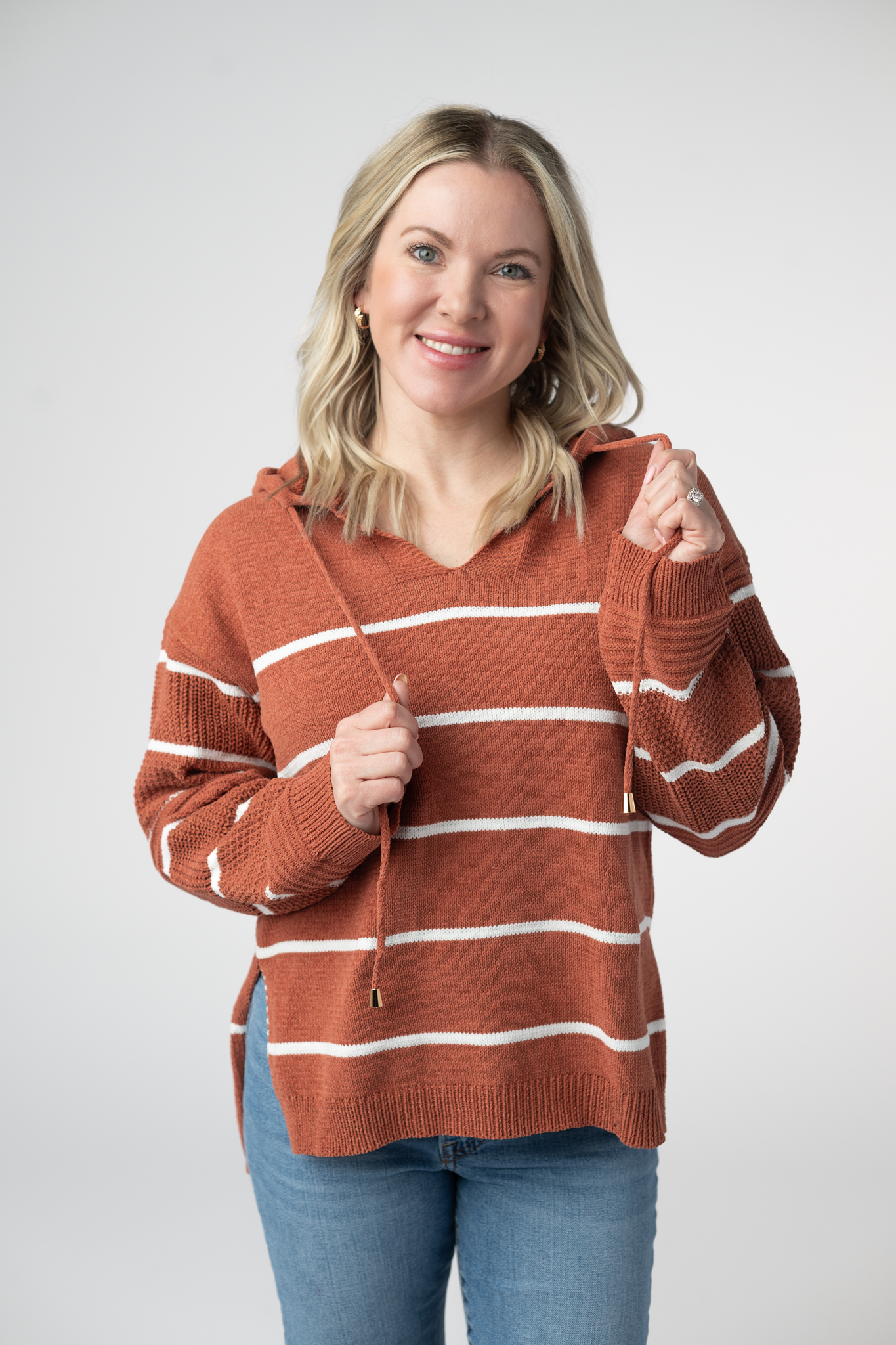 Michelle Mae  Maddie Striped Hoodie - Pumpkin Spice