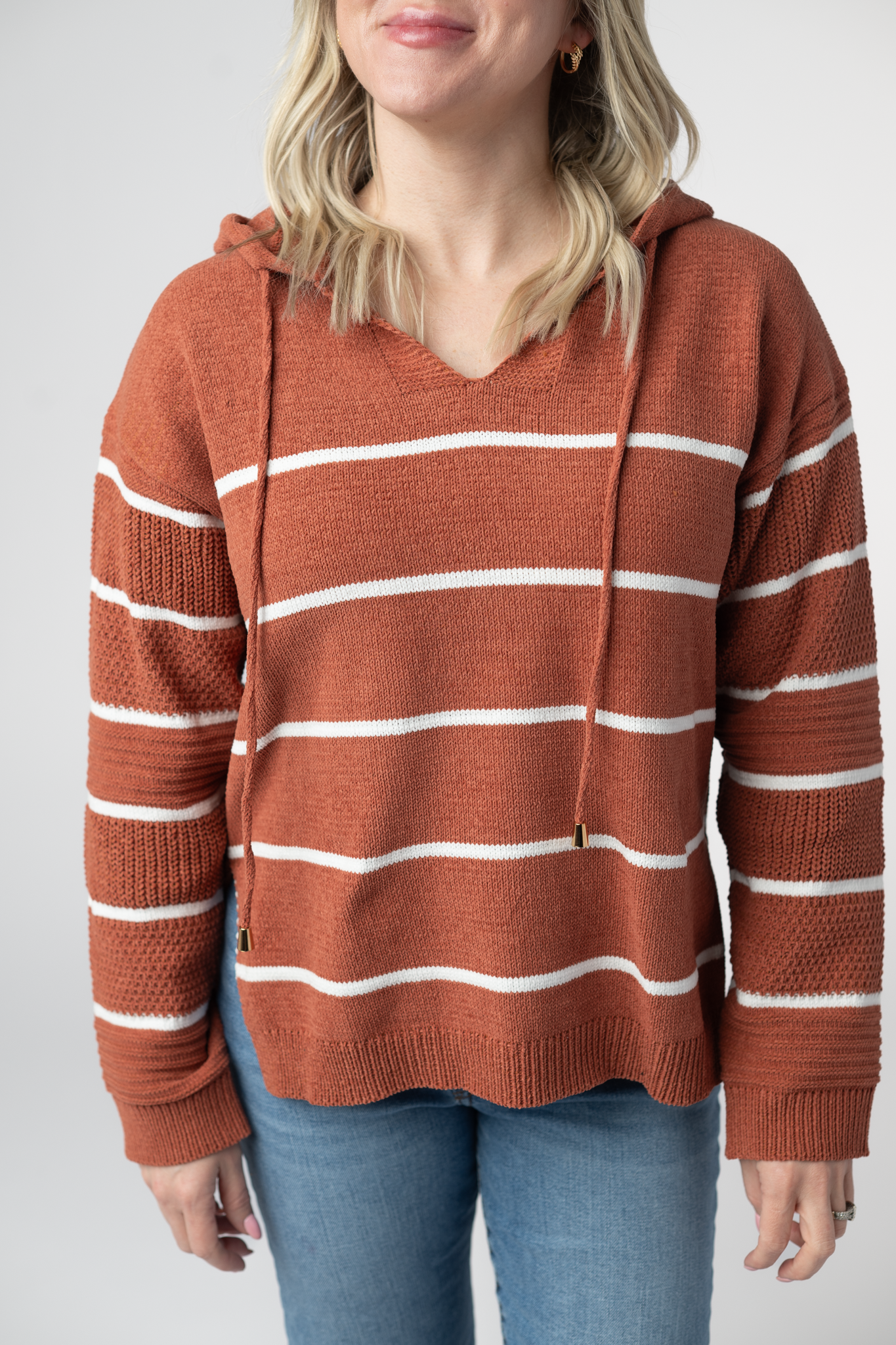 Michelle Mae  Maddie Striped Hoodie - Pumpkin Spice