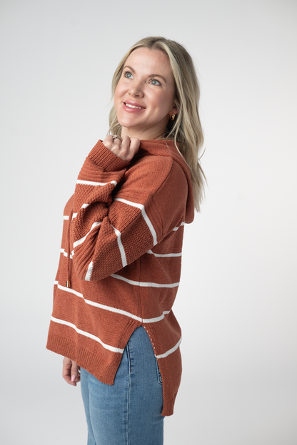 Michelle Mae  Maddie Striped Hoodie - Pumpkin Spice