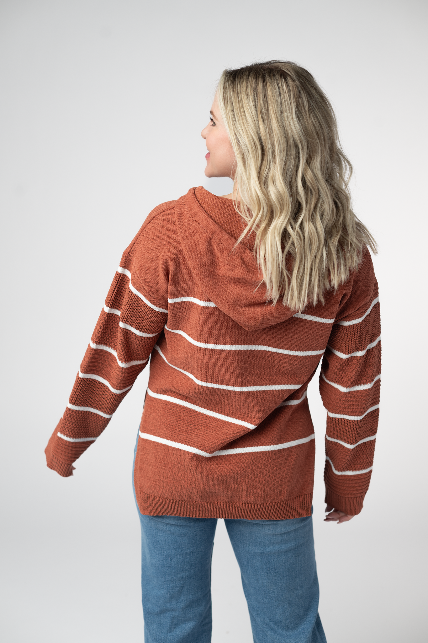 Michelle Mae  Maddie Striped Hoodie - Pumpkin Spice