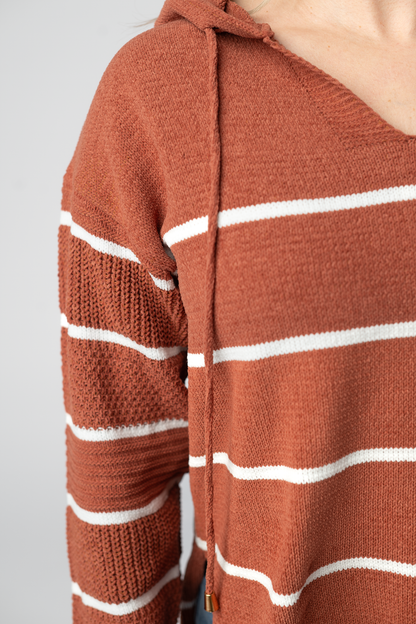 Michelle Mae  Maddie Striped Hoodie - Pumpkin Spice