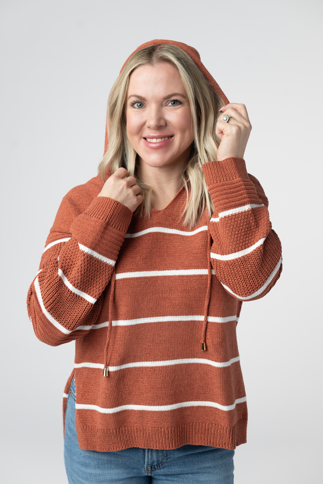 Michelle Mae  Maddie Striped Hoodie - Pumpkin Spice