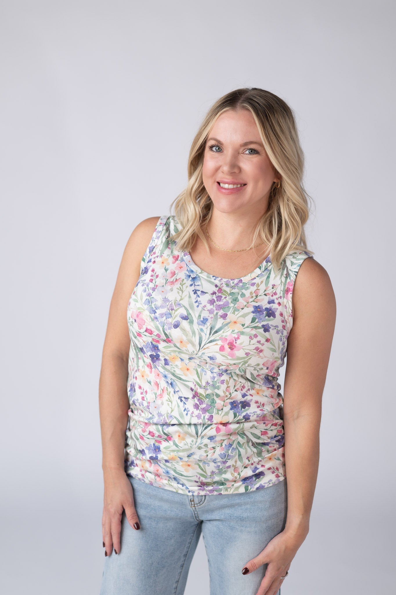 Michelle Mae Ava Tank - Cottage Floral