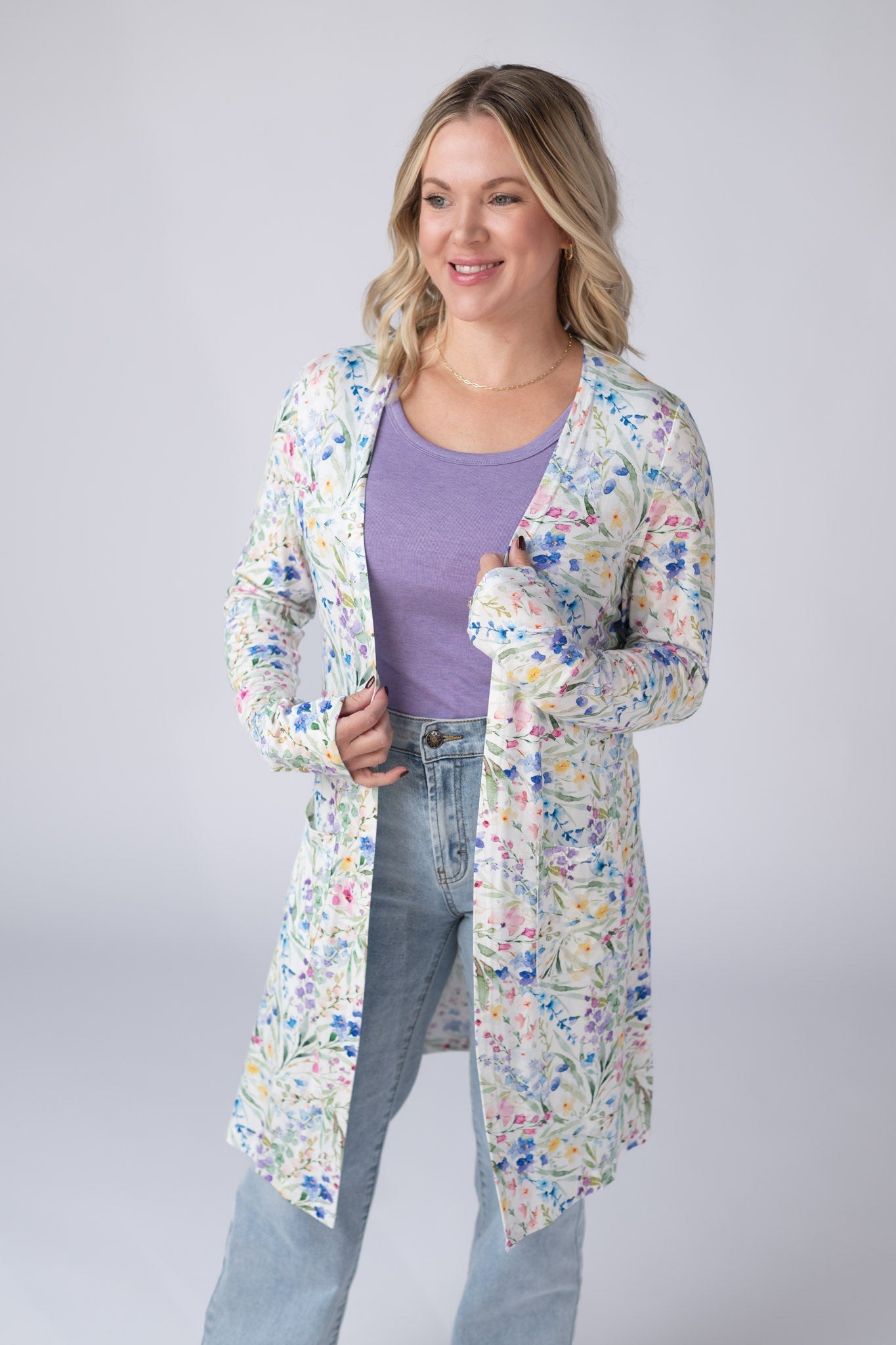 Michelle Mae Classic Cardigan - Cottage Floral