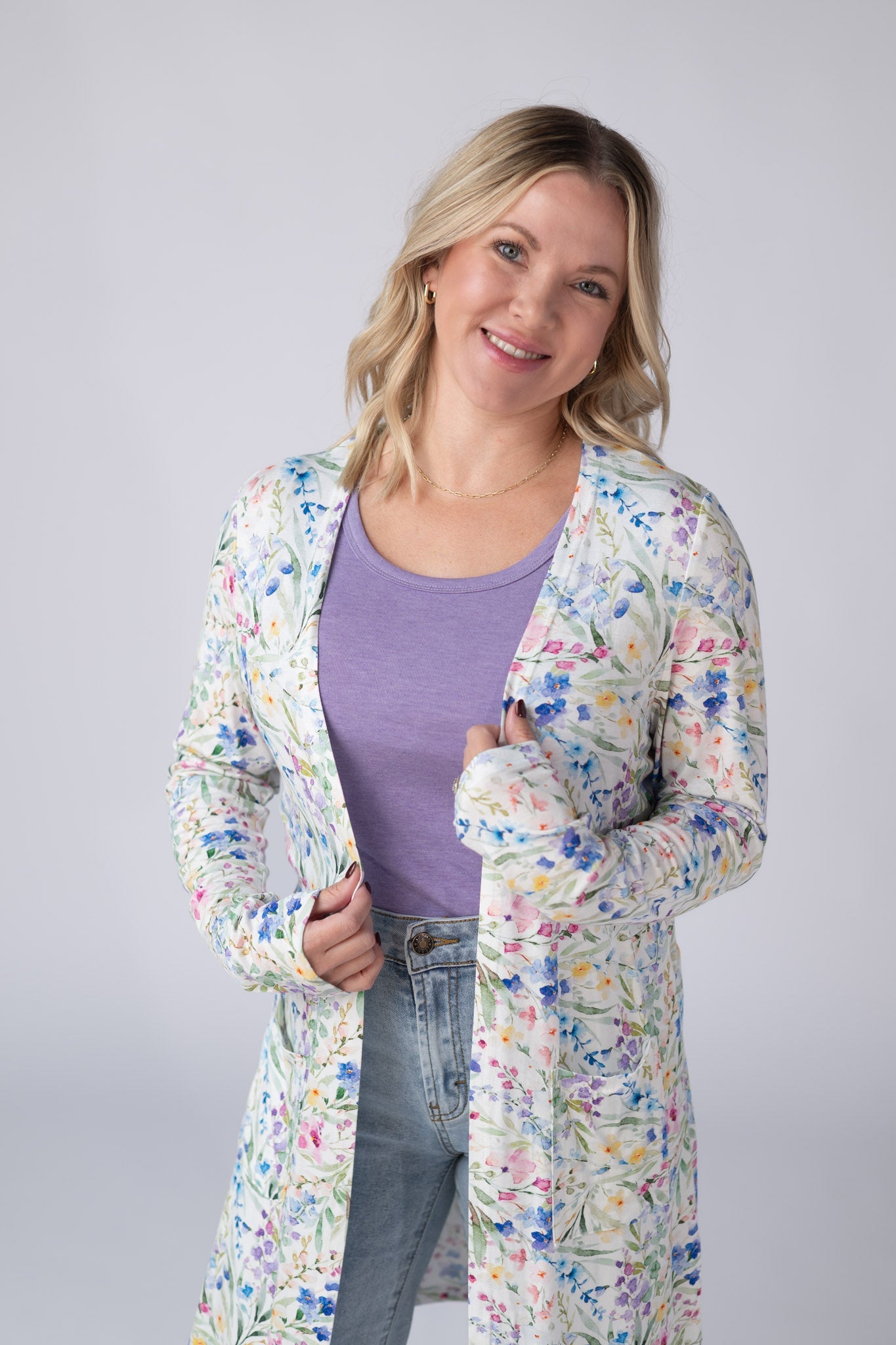 Michelle Mae Classic Cardigan - Cottage Floral